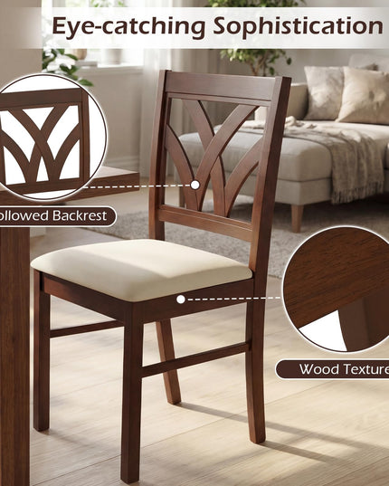 Giantex Chaises de salle à manger en bois, lot de 2 ou 4, chaises de cuisine rembourrées de style rustique