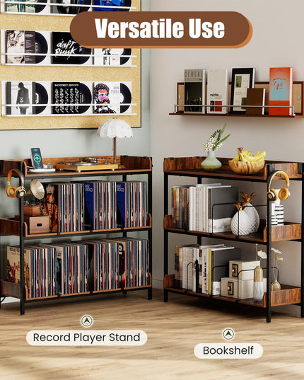 Giantex 41 Inch 3-Tier Record Player Stand with Vinyl Storage for Living Room