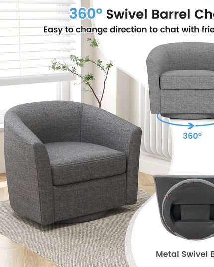Giantex Swivel Accent Chair with Ottoman, Modern Barrel Club Chair w/Footrest