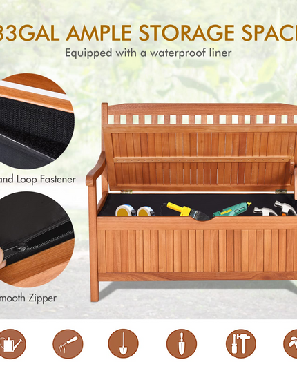 Giantex Patio Bench with Storage, Outdoor Deck Box with Seating for Pool Front Porch Garden Lawn Decor