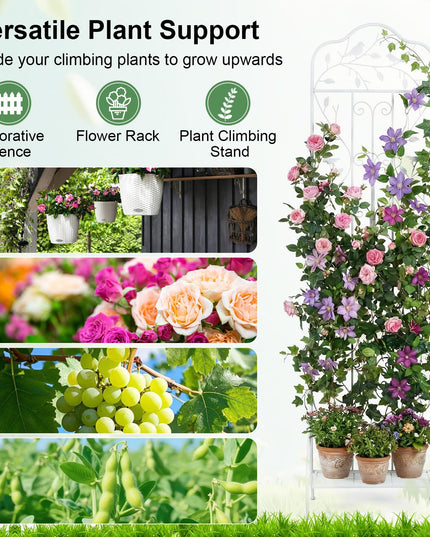 Giantex Metal Garden Trellis for Climbing Plants with Foldable Bottom Shelf (1/2)