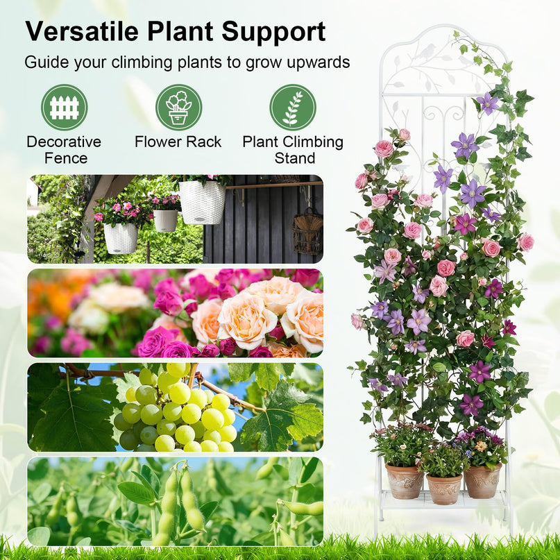 Giantex Metal Garden Trellis for Climbing Plants with Foldable Bottom Shelf (1/2)