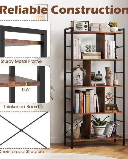 Giantex 61" Industrial Bookcase w/Metal Frame for Living Room