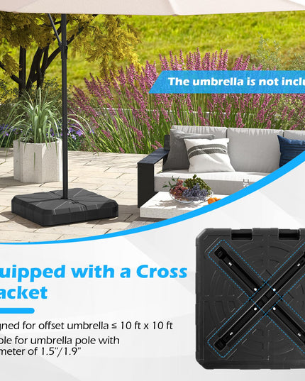 Giantex Fillbale Offset Patio Umbrella Base - Heavy Duty HDPE Cantilever Umbrella Stand