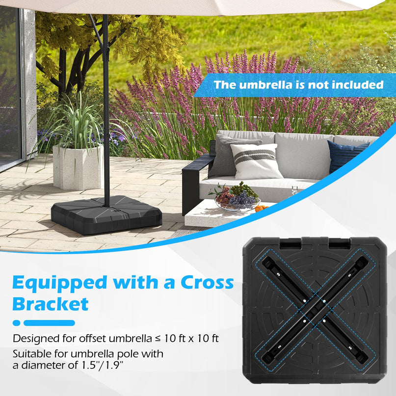 Giantex Fillbale Offset Patio Umbrella Base - Heavy Duty HDPE Cantilever Umbrella Stand