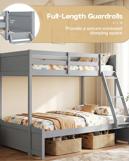 Giantex Twin Over Fulll Bunk Bed Wood Bunk Bed