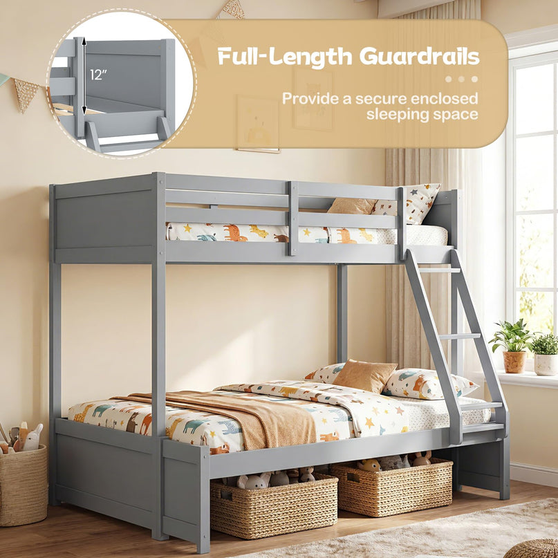 Giantex Twin Over Fulll Bunk Bed Wood Bunk Bed
