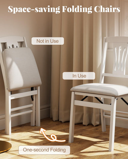 Giantex Chaises pliantes de salle à manger, lot de 2/4, chaises de cuisine rembourrées et peu encombrantes