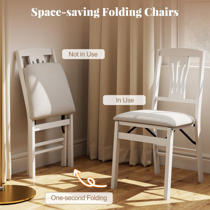 Giantex Folding Dining Chairs Set of 2/4 Space-Saving Upholstered Kitchen Chair