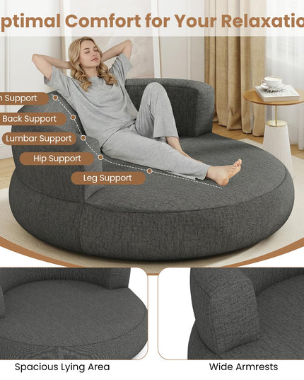 Canapé rond gonflable Giantex avec grande zone de couchage et accoudoirs larges, fauteuil de relaxation.