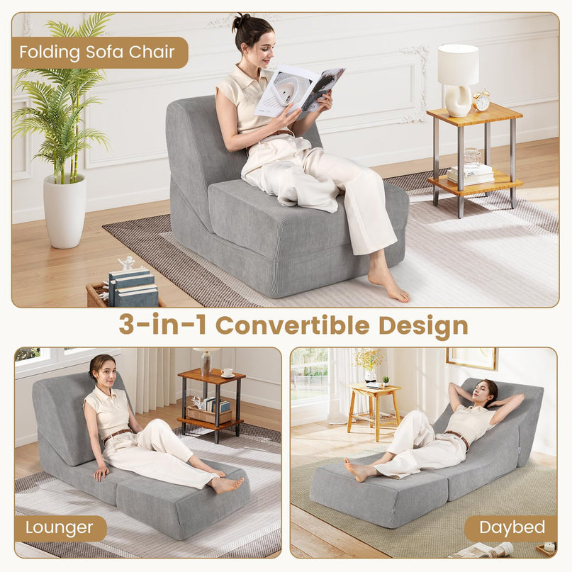 Giantex 3 in 1 Folding Sofa Bed for Living Room Bedroom Office Apartment