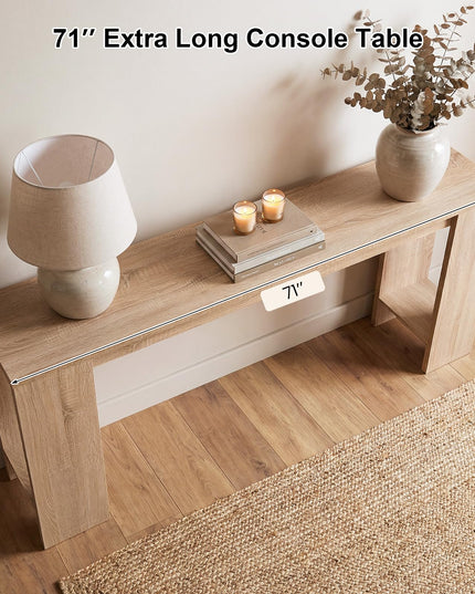 Giantex 71" Farmhouse Console Table Narrow Long Entryway Table Behind Couch