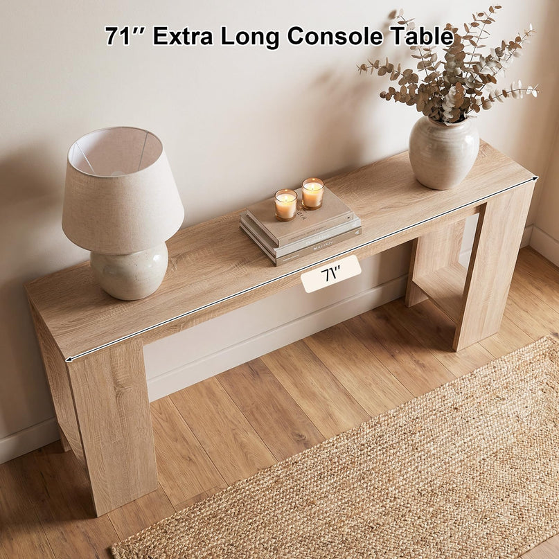 Giantex 71" Farmhouse Console Table Narrow Long Entryway Table Behind Couch