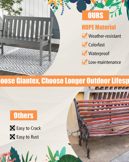 Giantex 52-Inch Outdoor Garden Bench - Outside Bench All-Weather HDPE Park Bench