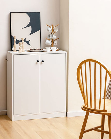 Giantex 2 Door Storage Base Cabinet - Freestanding Floor Cabinet with 3-Tier Shelf, White