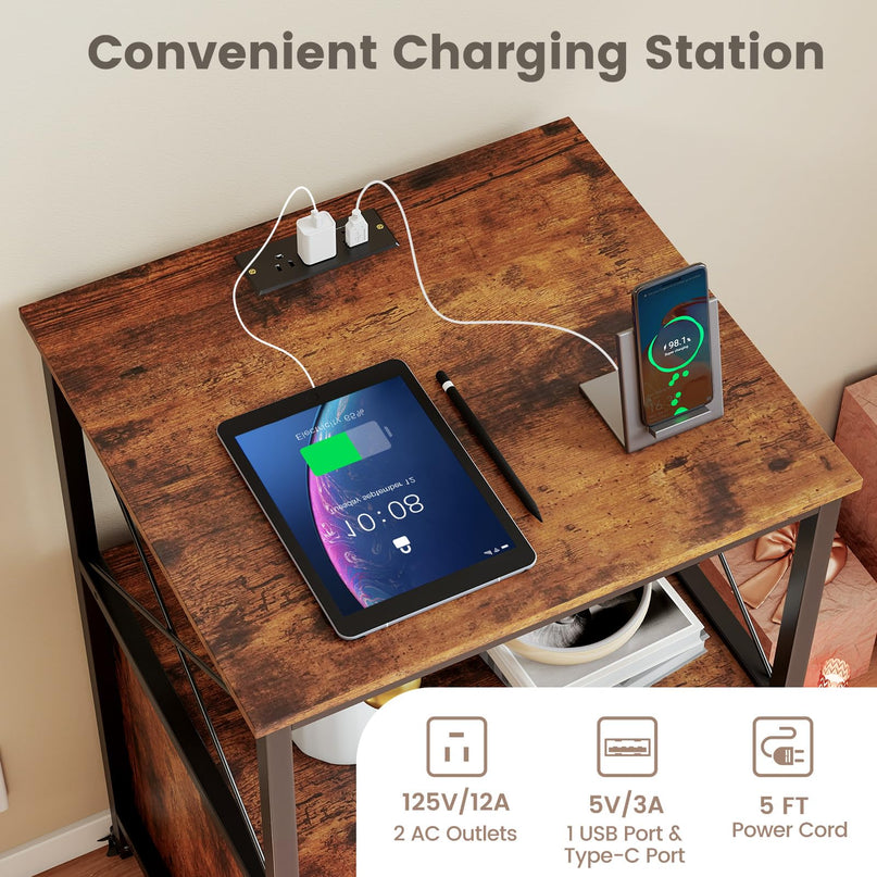 Giantex Record Player Stand with Charging Station for Living Room