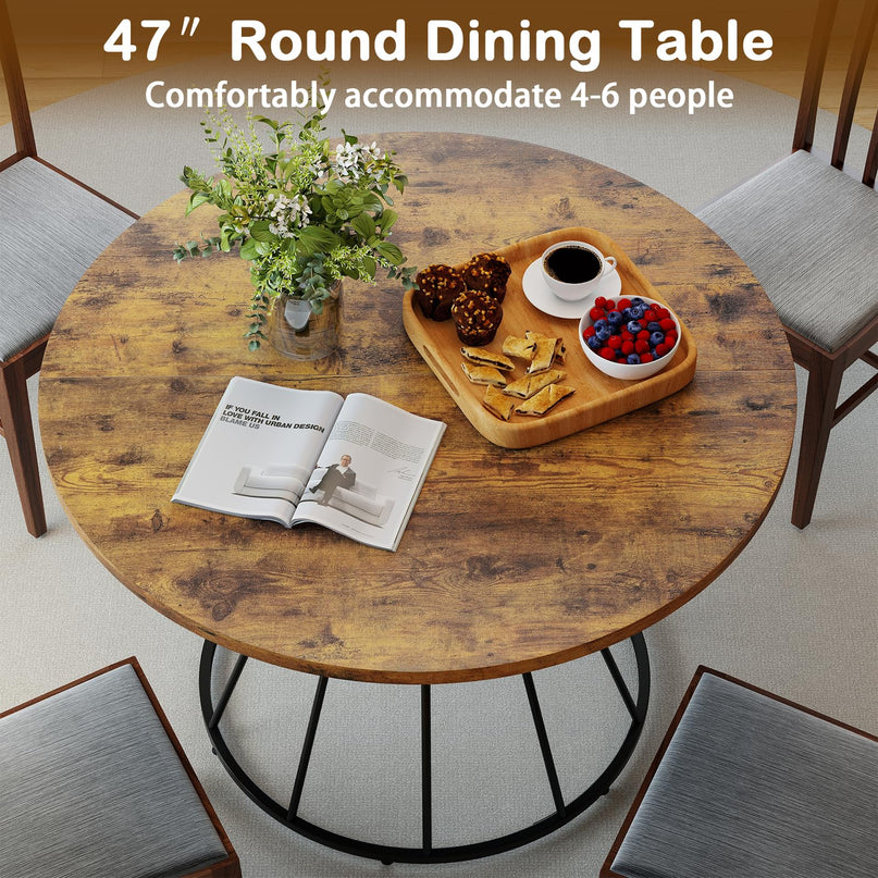 Table de cuisine de ferme Giantex 47" avec cadre métallique robuste