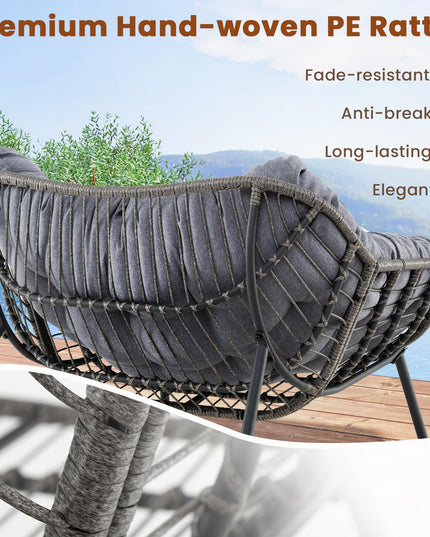 Giantex Outdoor Rocking Chair with Padded Cushion, Oversized Papasan Chair