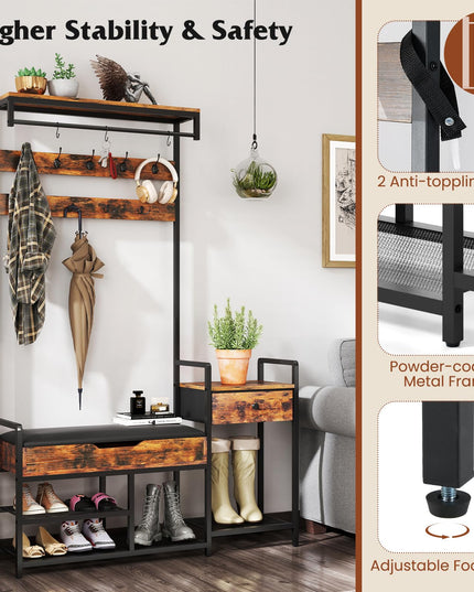 Giantex Coat Rack with Shoe Storage Bench
