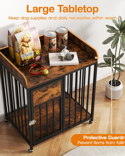 Meuble de cage pour chien Giantex avec porte verrouillable et roulettes (70x51x84 cm)