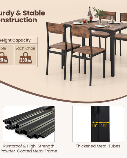 Giantex Dining Table Set for 4, Mid-Century Kitchen Furniture Set w/Kitchen Table, 4 Dining Chairs