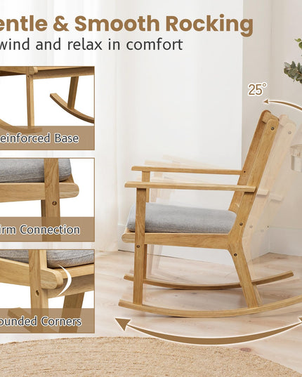 Chaise à bascule Giantex avec coussin et dossier haut à lattes