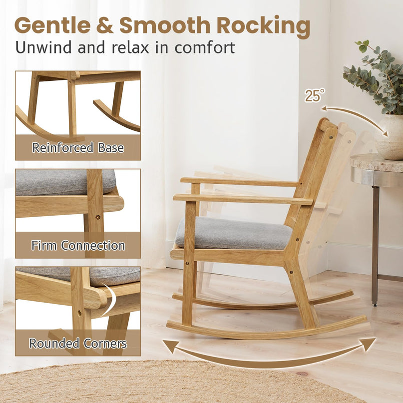 Giantex Rocking Chair with Cushion & Slatted High Back