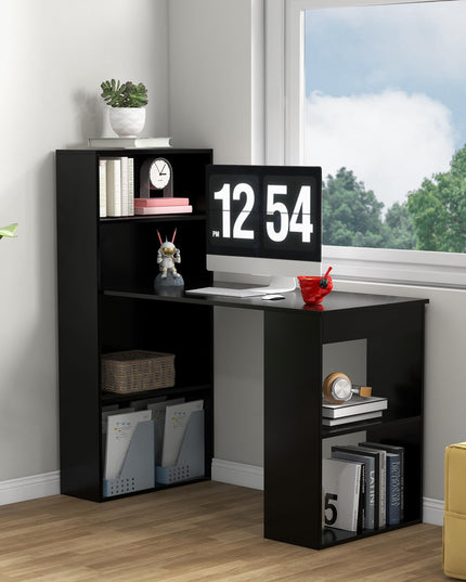 Giantex 48 Inch Computer Desk with Bookshelf, 3-in-1 Home Office Desk with 4-Tier Bookcase & CPU Stand