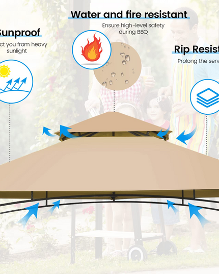Giantex Grill Gazebo, 8ft x 5ft Grill Station with Canopy, Outdoor Grill Shelter Barbecue Tent