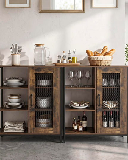 Giantex Buffet Sideboard | Industrial Kitchen Storage Side Cabinet with Metal Mesh Door