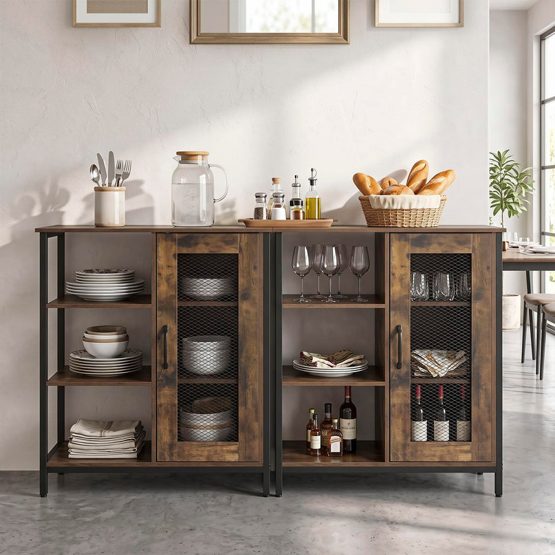 Giantex Buffet Sideboard | Industrial Kitchen Storage Side Cabinet with Metal Mesh Door