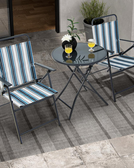 Giantex 3 Pcs Patio Bistro Set, Folding Table and Chairs Set