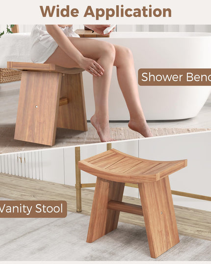 18" x 13" x 17.5" Waterproof Shower Stool with Curved Seat for Inside Shower