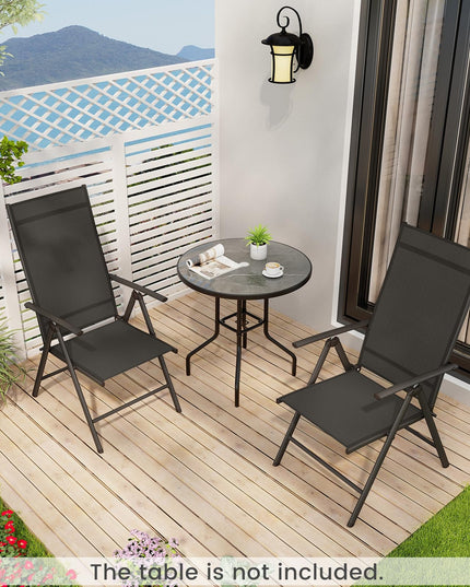 Giantex Folding Patio Chairs, High Back Outdoor Chairs with 7-Level Adjustable High Backrest