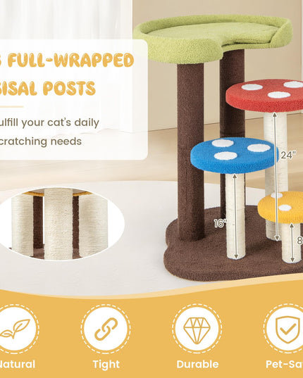 Giantex Cute Cat Tree - 37 Inches Mushroom Cat Tower