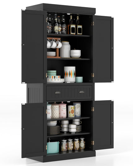 Giantex Pantry Organizers and Storage, 72" Tall Kitchen Cabinet with 2-Door Cabinets & Drawer, Buffet Sideboard