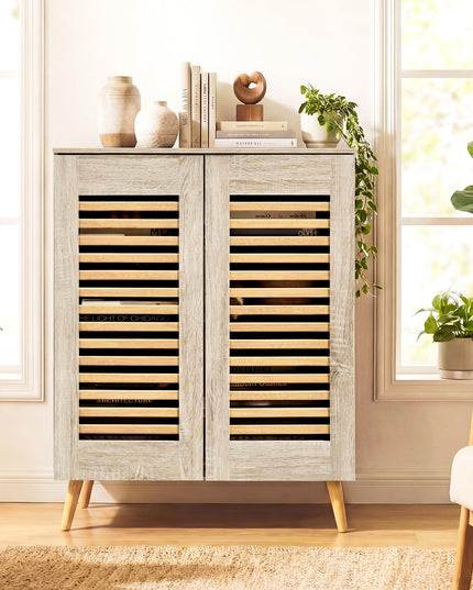 Giantex Shoe Cabinet with 2 Louvered Doors for Entryway