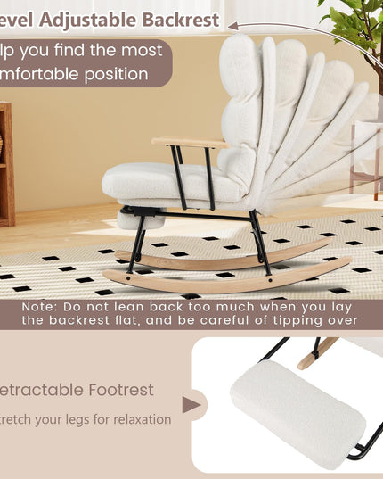 Giantex Rocking Chair Nursery Teddy Upholstered Rocker Chair