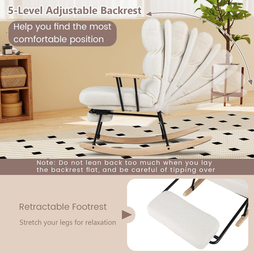 Giantex Rocking Chair Nursery Teddy Upholstered Rocker Chair