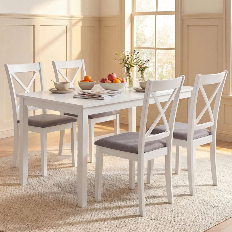 Giantex Rubber Wood Dining Room Chairs with Comfortable Backrest & Padded Seat