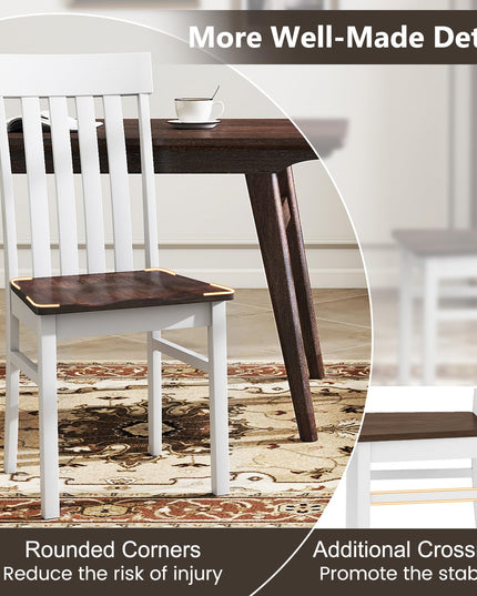 Giantex Wooden Dining Chairs Set of 2/4 with Hollowed Backrests & Rubber Wood Seats