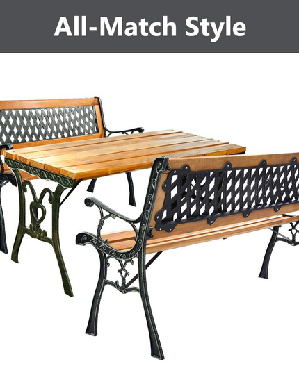 Giantex 50'' Patio Bench, Outdoor Furniture Cast Iron Hardwood Frame Porch Loveseat