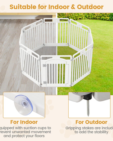 Giantex 32'' Tall Plastic Pet Fence with Lockable Door