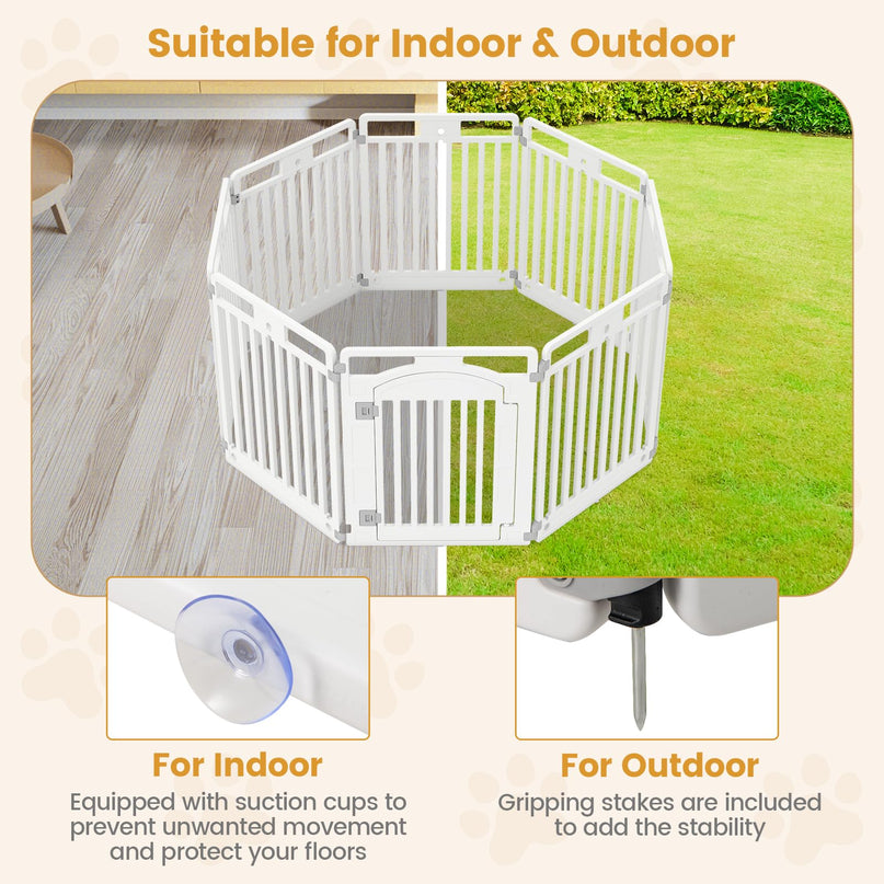 Giantex 32'' Tall Plastic Pet Fence with Lockable Door