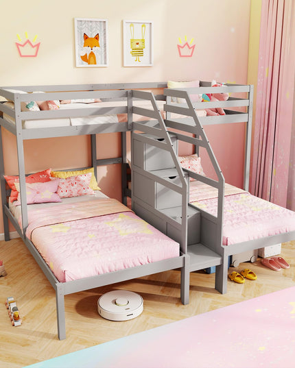 Giantex Twin Over Twin & Twin Bunk Bed for Kids Teens