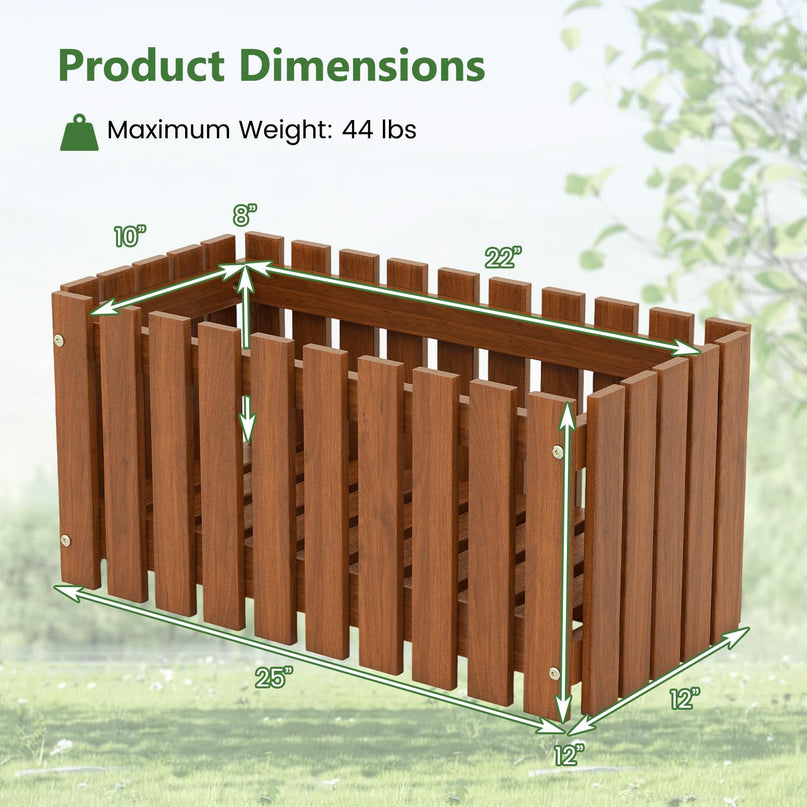 Giantex Slat Style Planter Box for Growing Vegetables Flowers Herbs