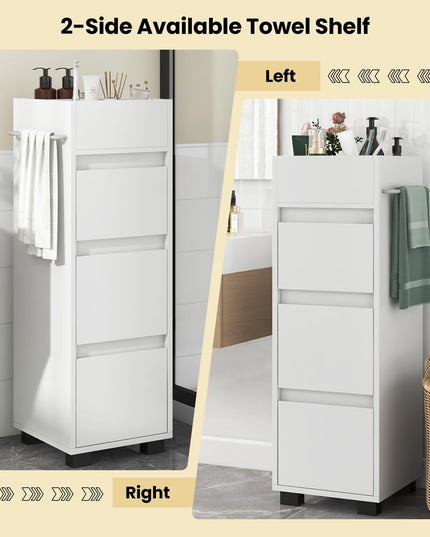 Giantex Small Bathroom Storage Cabinet - Narrow Space-saving Bathroom Cabinet with 3 Drawers