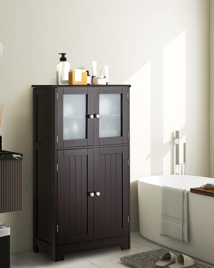 Giantex Storage Cabinet with Doors - Bathroom Floor Cabinet, Freestanding Tall Cabinet