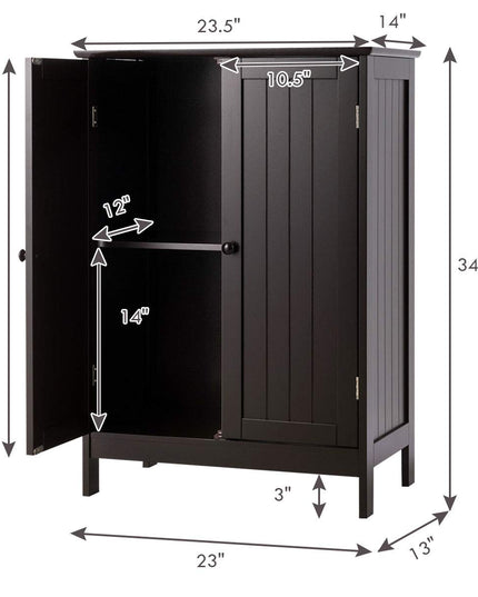 Giantex Storage Cabinet with Doors and Shelves - Freestanding Storage Organizer with Anti-Tipping Device