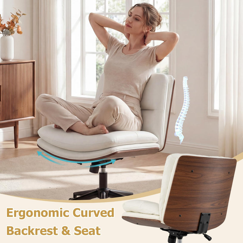 Giantex Armless Office Chair with Wheels for Home Office & Bedroom